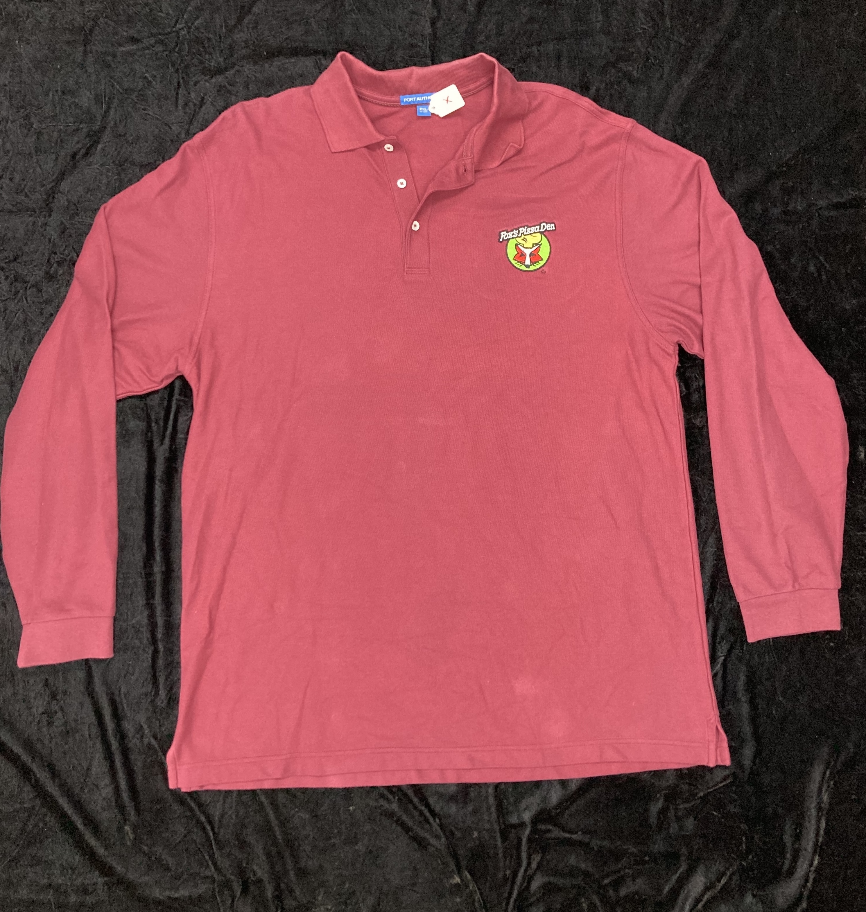 SALE Fox's Logo - 2XL Burgundy Cotton/Poly Long-Sleeve Polo