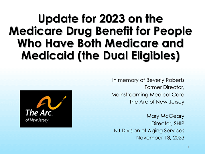 11/3/22 Update for 2023 on the Medicare Drug Benefit for People Who Have Both Medicare and Medicaid (the Dual Eligibles) - Slides