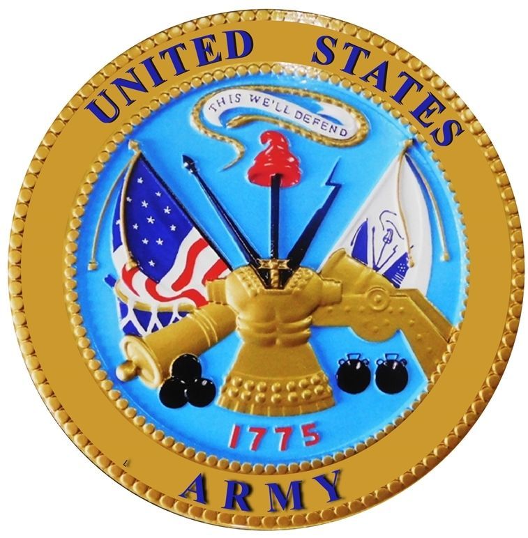 MP-1032 - Carved 3-D Bas-Relief HDU Plaque of the Emblem for the US Army