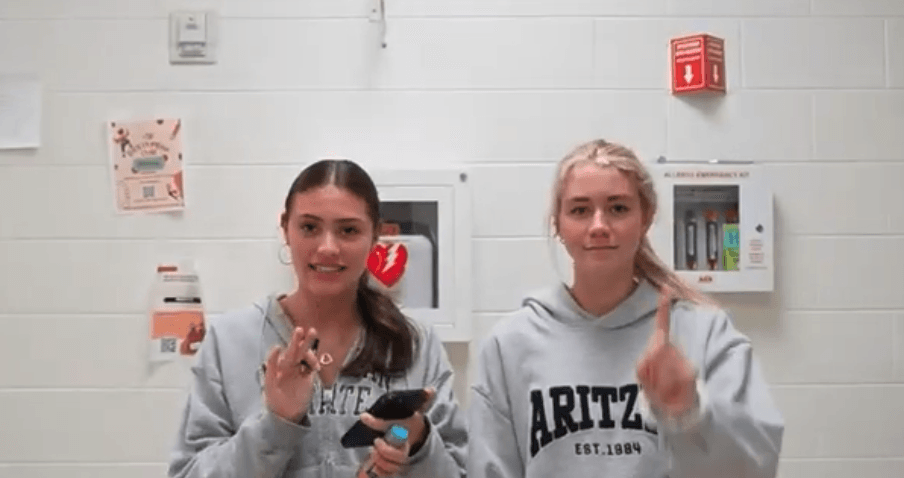 two high school students in screenshot from Primetime Pioneers broadcast