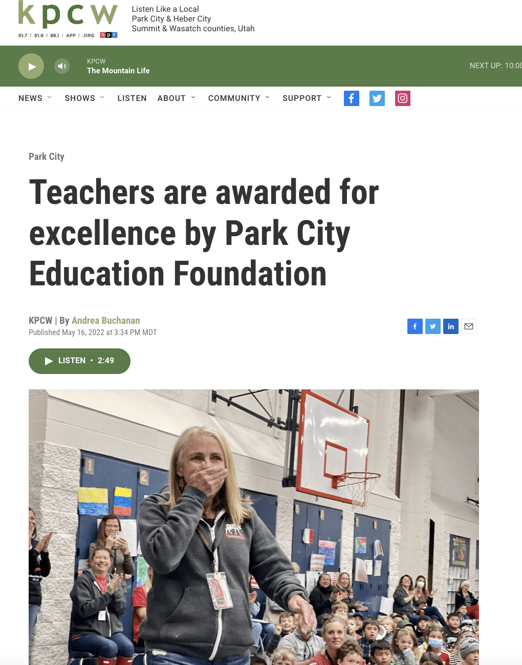 Teachers are awarded for excellence by Park City Education Foundation