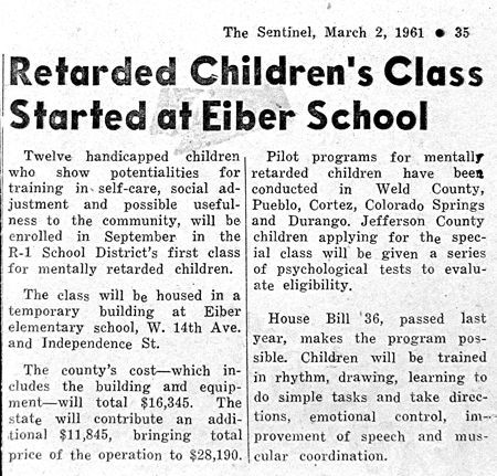 R* Children's Class Started at Eiber School (3/2/61)