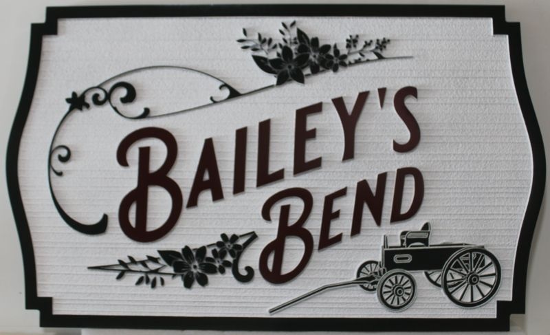 I18345 - Carved Property Name Sign for "Bailey's Bend"