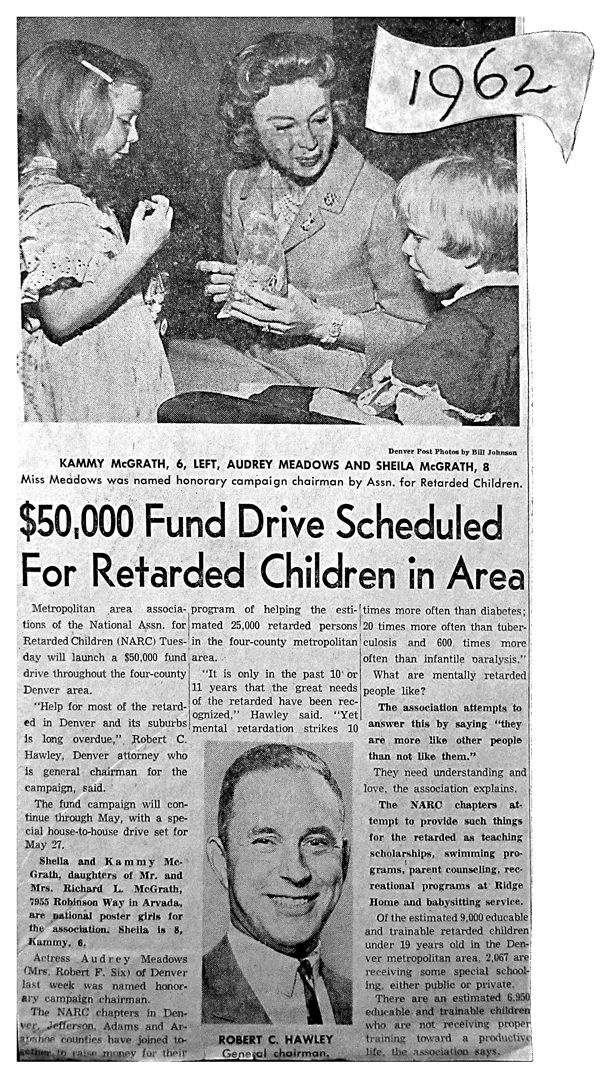MARC launches 50K Fund Drive with Audrey Meadows(1962)