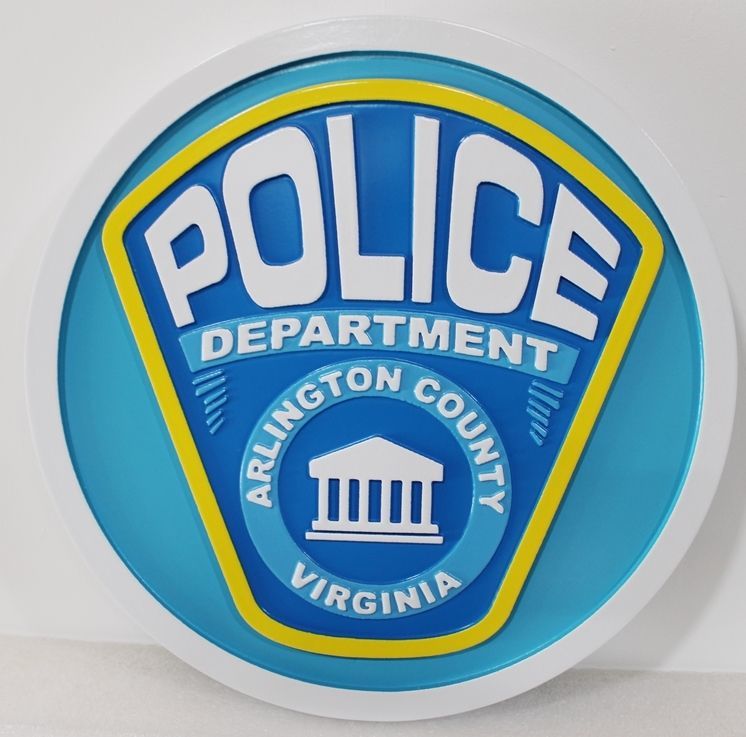 PP-2460 - Carved 2.5-D Raised Relief  HDU Plaque of the Shoulder Patch  of the Police Department of Arlington County, Virginia