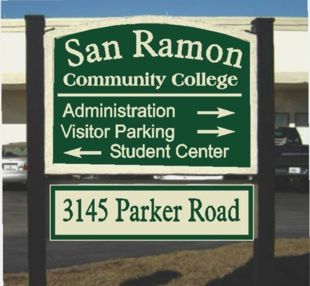 M4782 - Two  4 " x 4" Cedar Wood Side Posts Support  Two HDU signs for San Ramon Community College