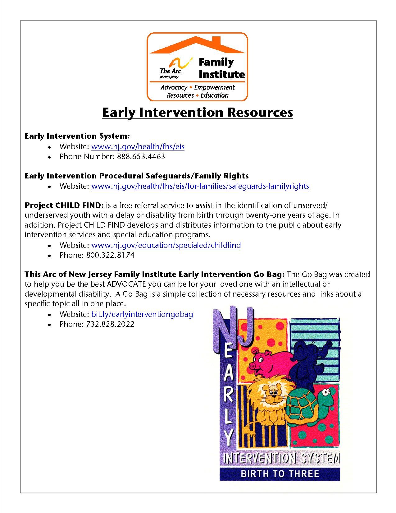 Early Intervention Resource Page