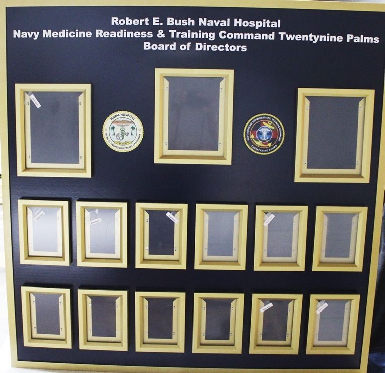 JP-2349 - Carved High-Density-Urethane Photo Chain-of-Command Board for the Robert E Bush Naval Hospital Board of the Robert E Bush Naval Hospital Board of Directors