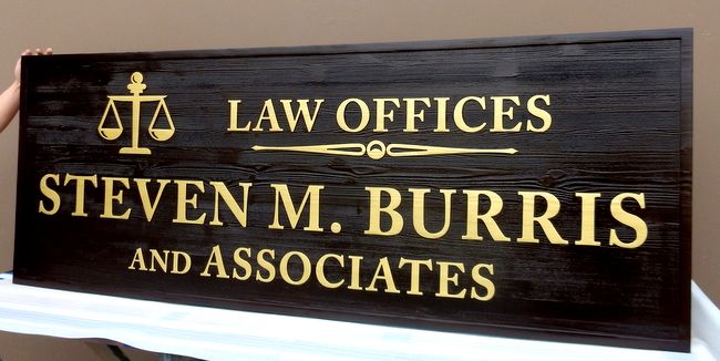 A10029 - Large Engraved Wood  Law Offices Sign, wiith 24K Gold-Leaf Gilded Text