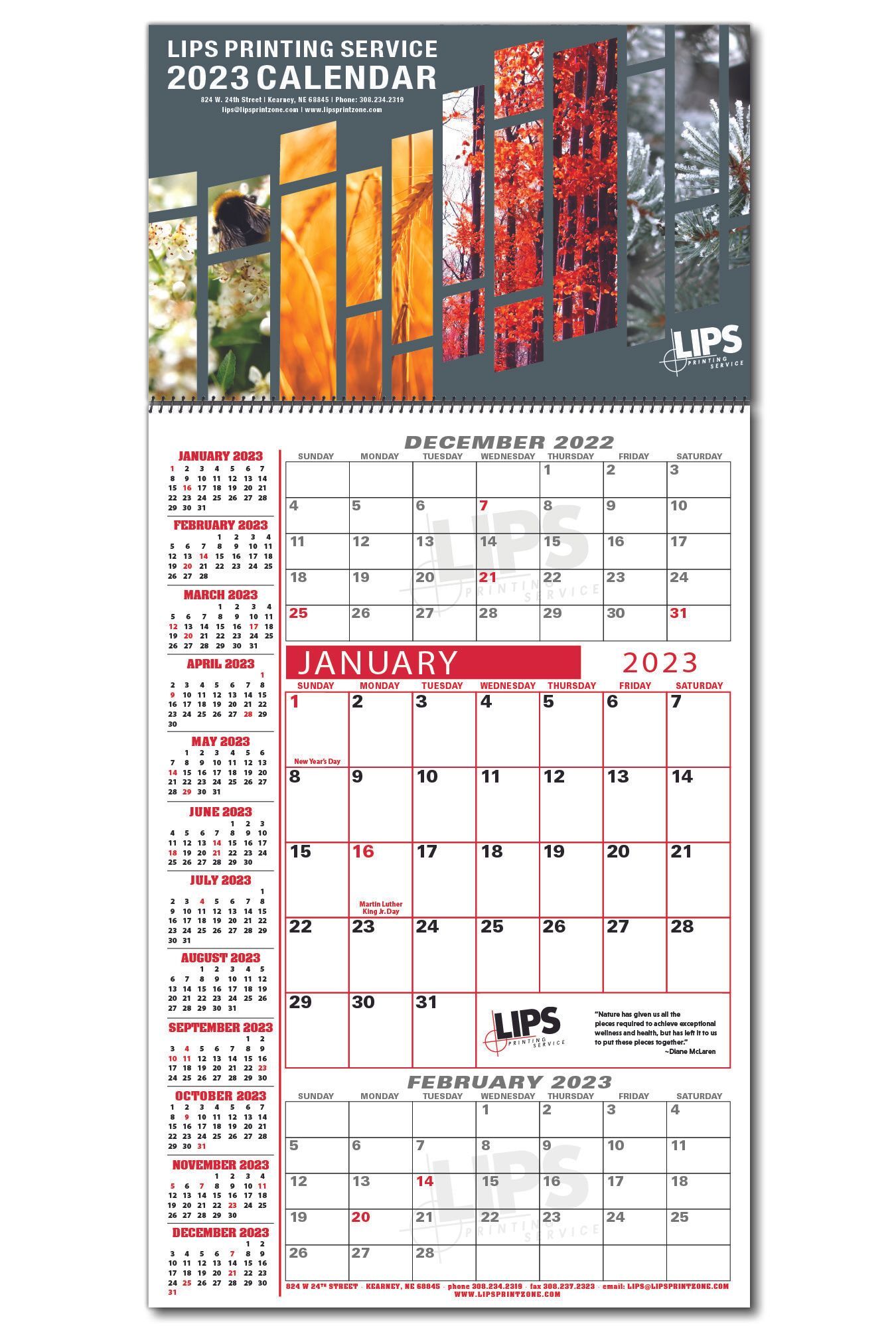 LIPS Printing Calendar