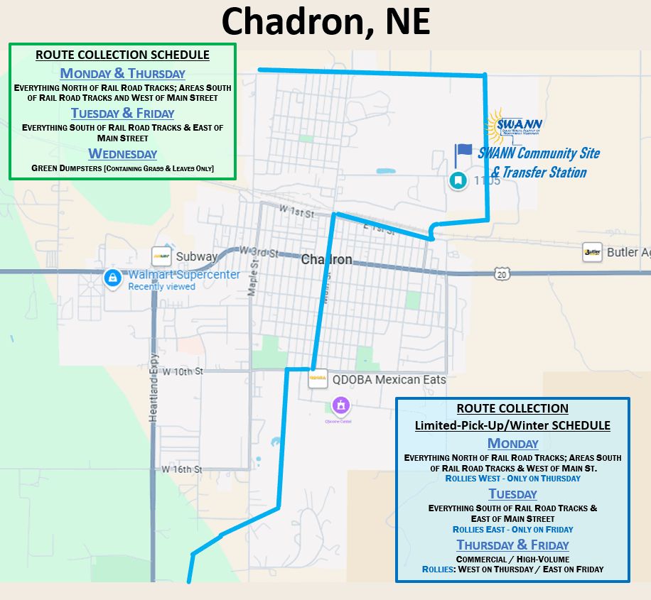 Chadron NE Route Collection Schedule Map