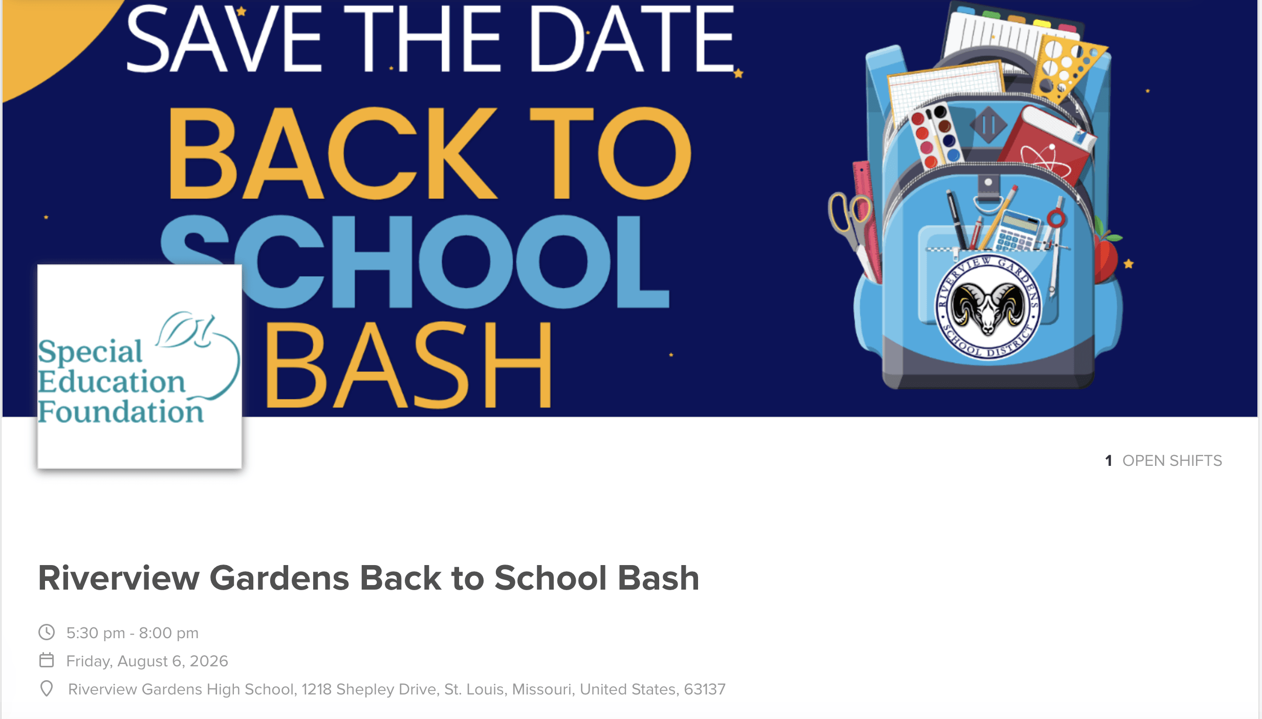 backpack with back to school bash save the date