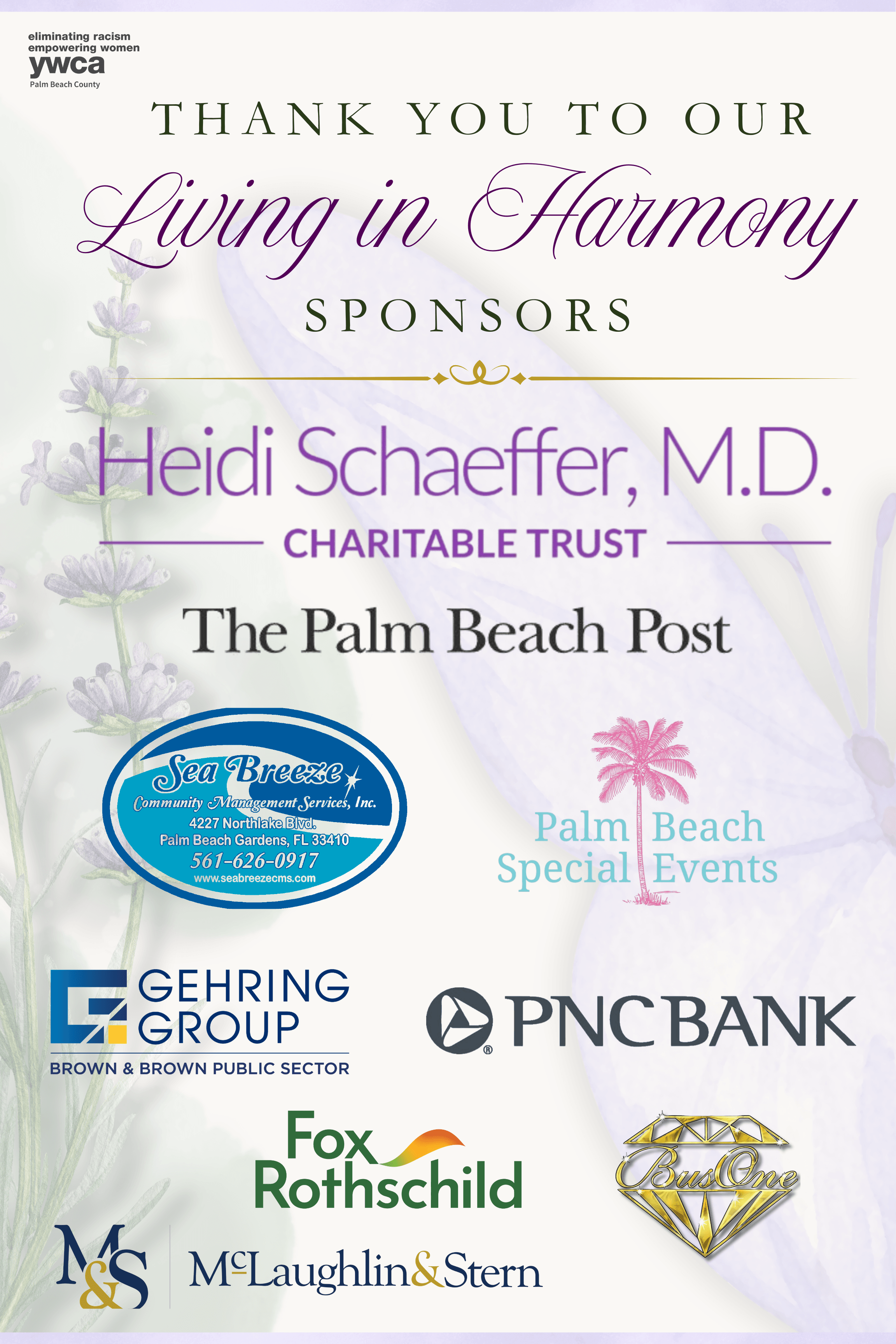 Living in Harmony Sponsors