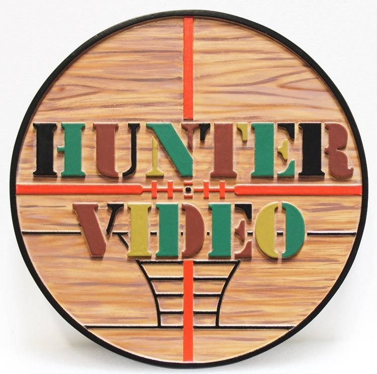 SA28763 -  Carved 2.5-D HDU  Sign for Hunter Video 