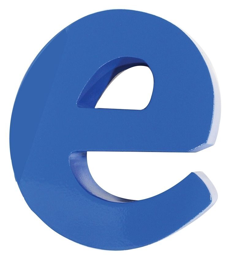MA3042-  Letter "e"  Carved in 2-D  Flat Relief from High-Density-Urethane (HDU)