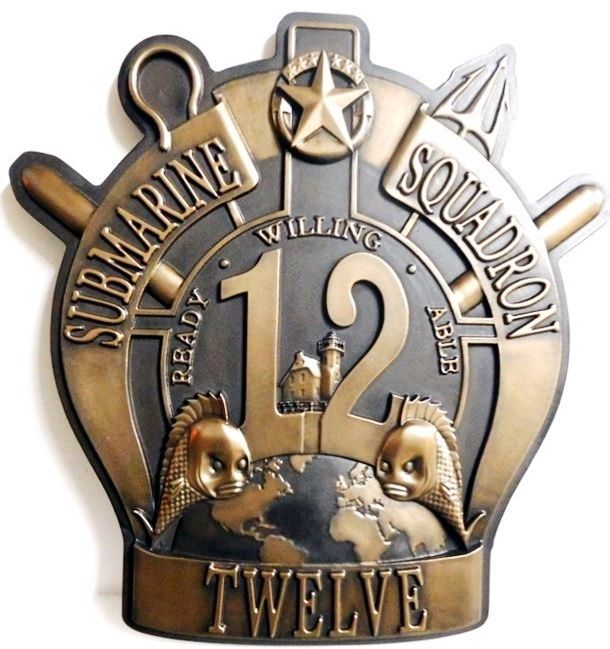 MA1115 - Insignia for Navy Submarine Squadron, 3-D Hand-rubbed