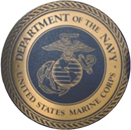 V31412 - Marine Corps Blue and Gold Engraved Seal Wall Plaque