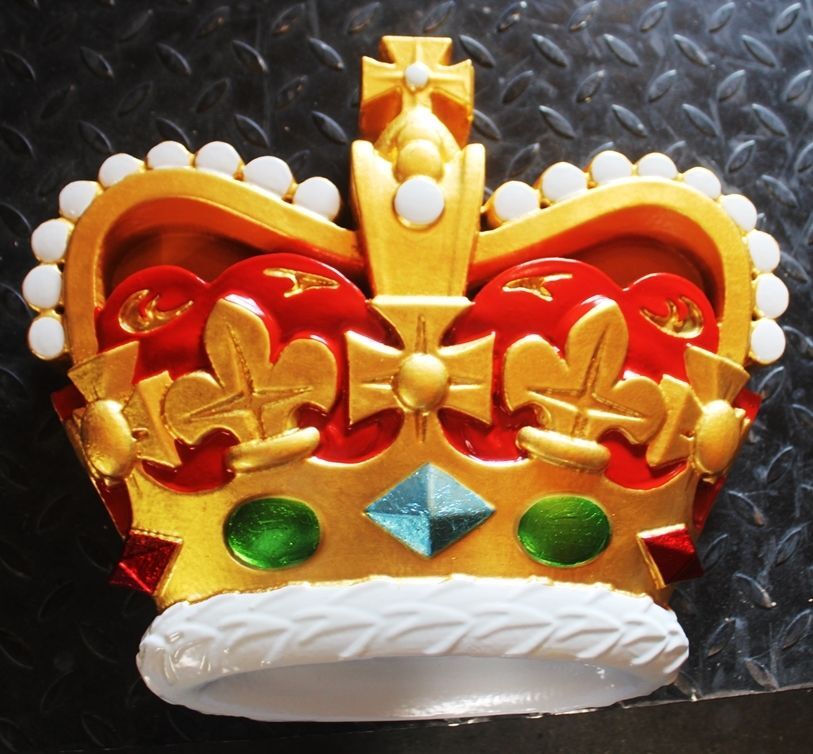 XP-1001A - Carved 3-D Plaque of a Crown for a Family's Coat-of-Arms 