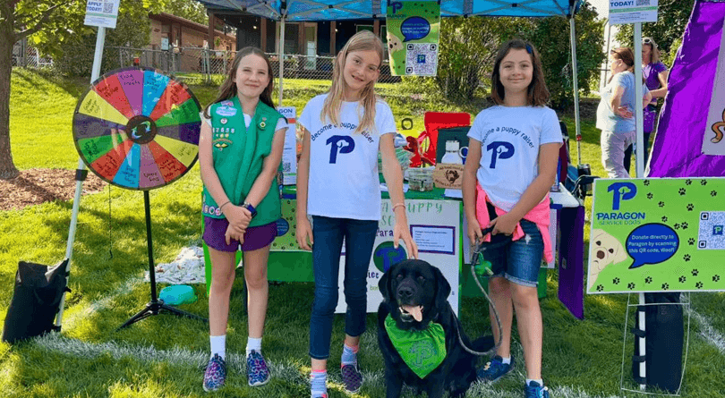 Info and fundraiser booth for Paragon Service Dogs
