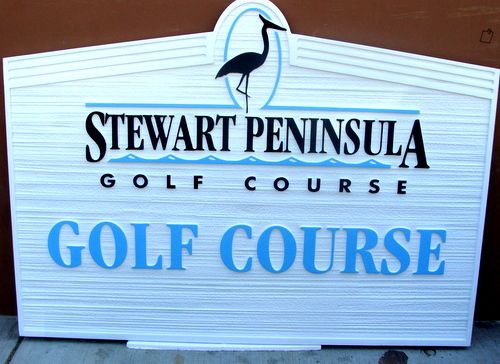 E14142 - Carved and Sandblasted HDU Entrance Sign for Stewart Peninsula Golf Course