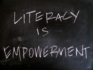 Literacy is Empowerment on chalkboard
