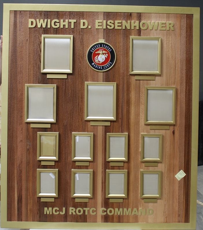 SA1442 - Carved Cedar Chain-of-Command  Board for the Marine Corps Junior (MCJ) ROTC  aboard the Dwight D. Eisenhower  Aircraft Carrier, CVN -69