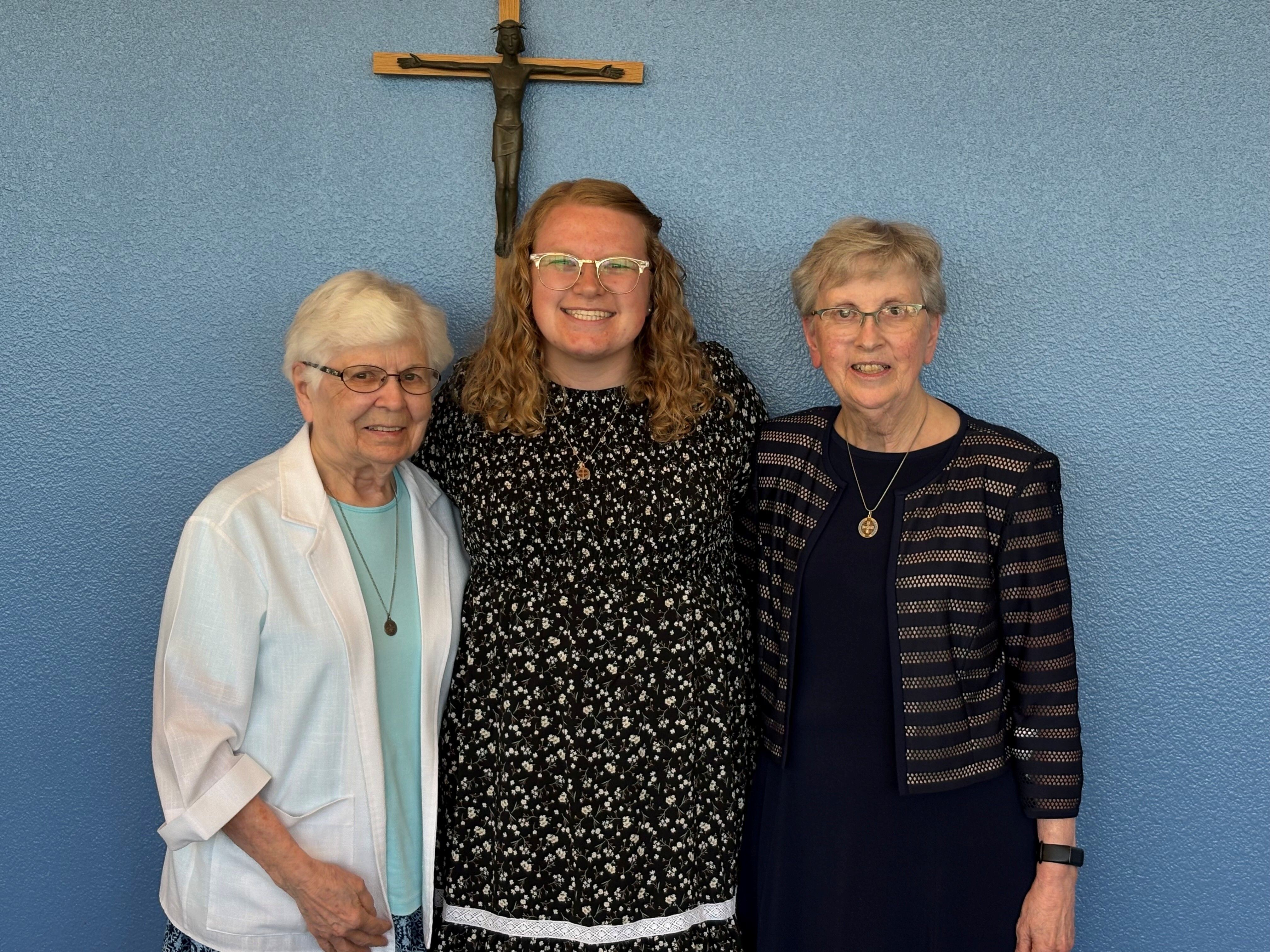 God bless our Jubilarians, Sisters Hildegarde Urlacher and Rosanne Zastoupil, and newly professed Sister Marena Hoogland.