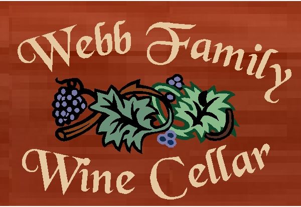 R27380 - Rustic Engraved Redwood Plaque for Home Wine Cellar