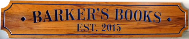 SA28070 - Carved Engraved Cedar Sign for "Barker's Books" Store