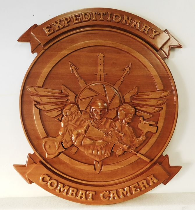 WP5085 - Crest for Expeditionary Combat Camera Unit, 3-D Stained Cedar
