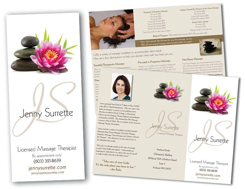 Jenny Surrette Massage Therapist Brochure