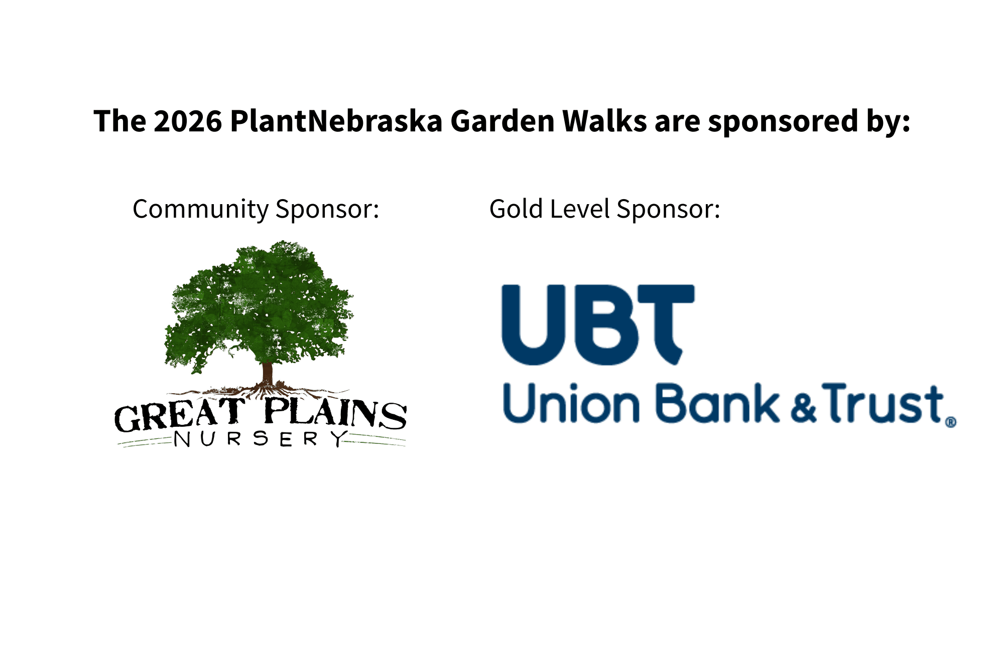 Great Plains Nursery logo and UBT Union Bank & Trust logo 