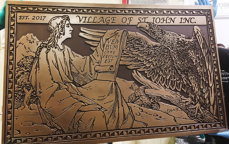MP1075 - Seal of the Village of St.John. 2.5-D Engraved