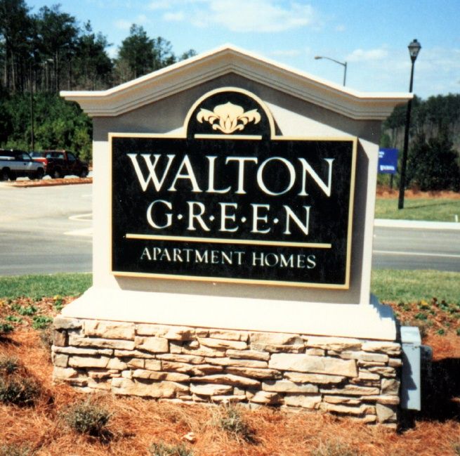 K20065 - EPS Monument Entrance Sign for "Walton Green" Apartment Homes, with Greek-Style Top Arch