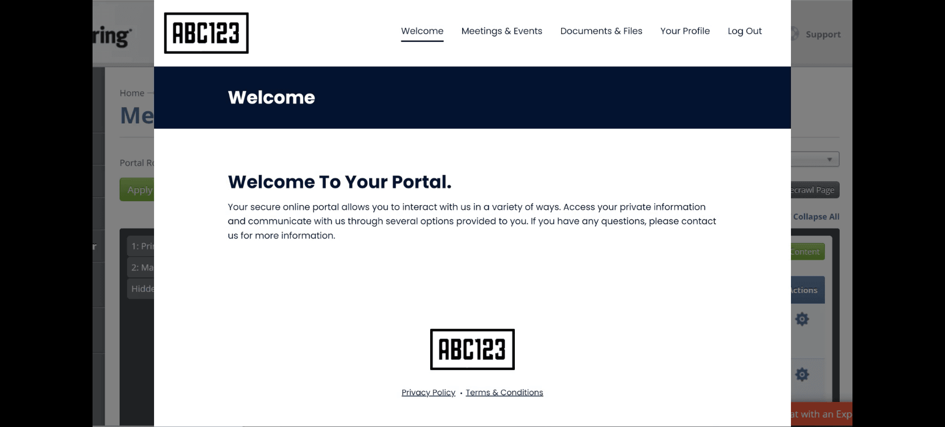 Unbranded Portal Layout
