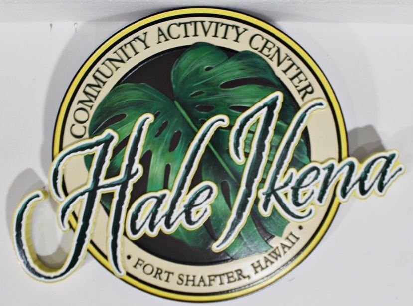 GA16430A - Carved and Sandblasted HDU Entrance Sign for "Hale Ikena Community Action Center"