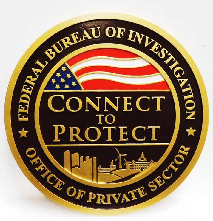 AP-2417 - Carved Wall Plaque  for the Office of Private Sector, Federal Bureau of Investigation, 2.5-D Multi-Level Relief