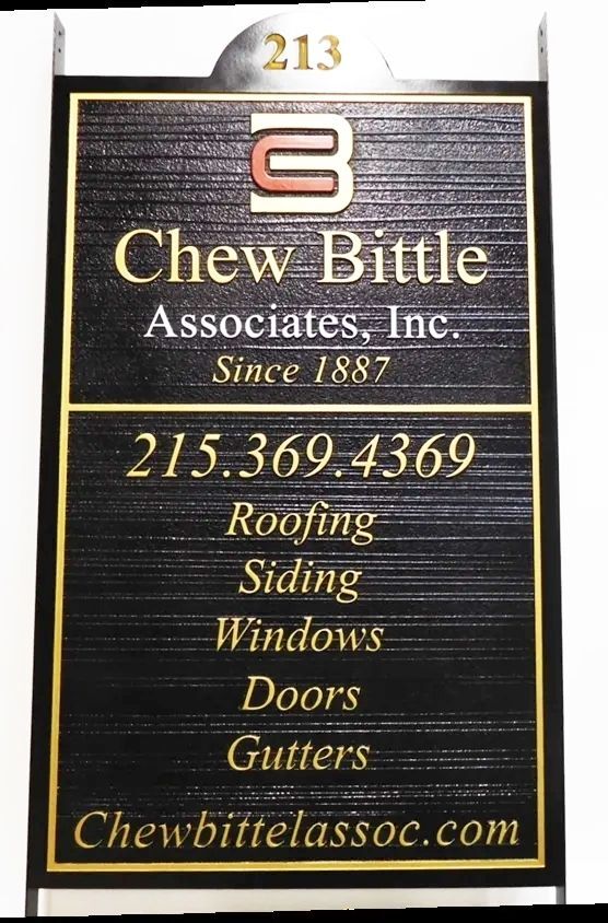 SC38312 -  Large Carved and Sandblasted Wood Grain  HDU Commercial Sign made for the "Chew Bittle Associates" Home Contractor, 2.5-D Artist-Painted