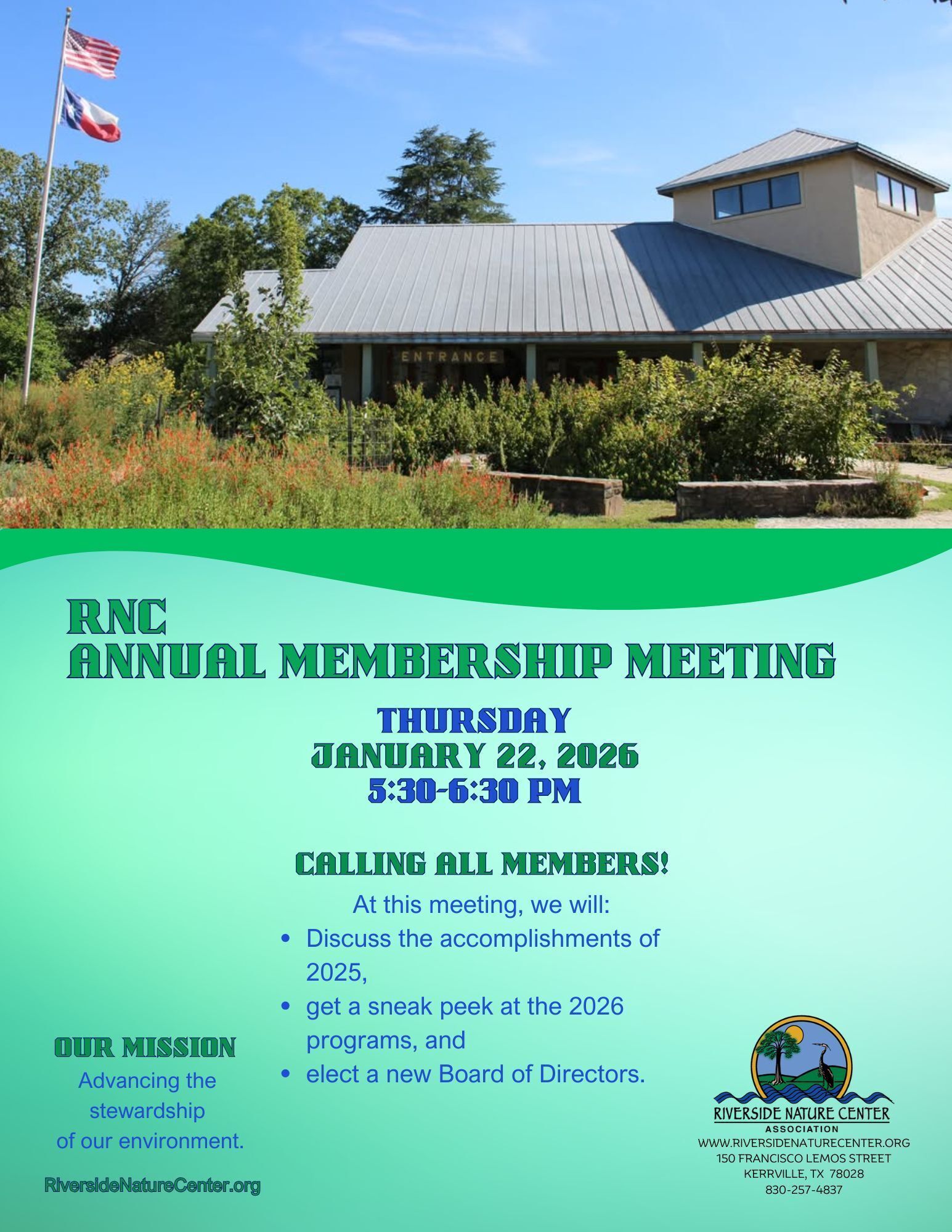 Riverside Nature Center, Kerrville, Nature lover, Annual Membership Meeting