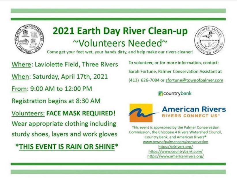 2021 Earth Day River Clean-up - Town of Palmer : Community service events  at Keep Massachusetts Beautiful