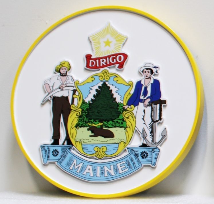 BP-1256 - Giclee Applique HDU Plaque of the Seal of the State of Maine