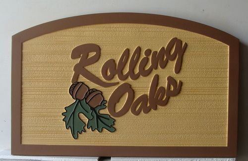 M1968 - Sandblasted Faux Wood HDU  Sign for the Rolling Oaks Residence 