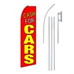 Cash For Cars Y/R Swooper/Feather Flag + Pole + Ground Spike