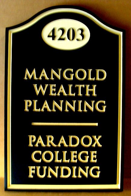 C12024 -   Wealth Planning Form Address and Directory Sign, 24K Gold-Leaf Golded Text and Border