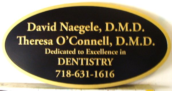 BA11623 - Dental Office Oval Sign, Black & Gold