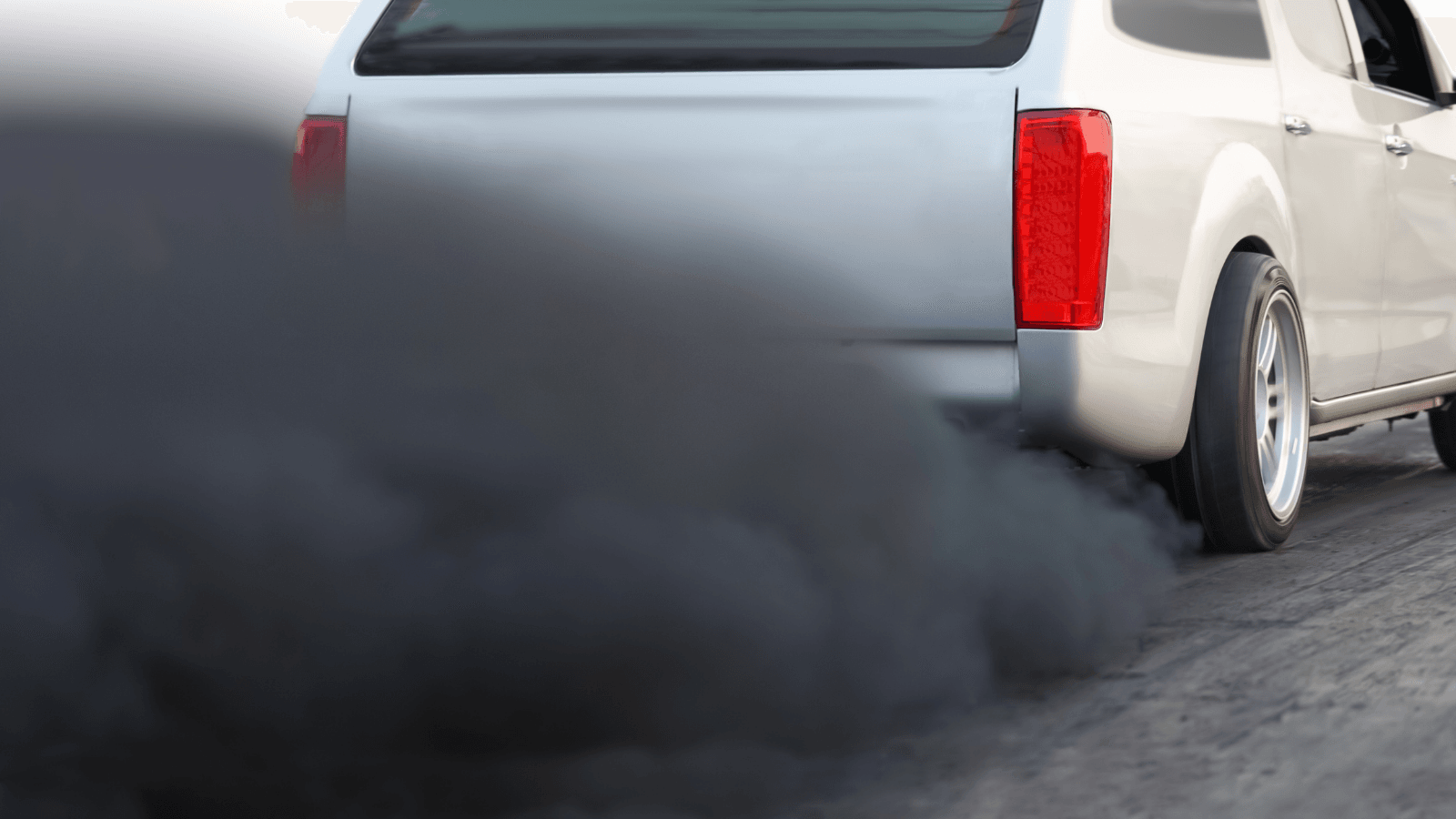 Truck emitting black smoke