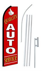 Quality Auto Services Swooper/Feather Flag + Pole + Ground Spike