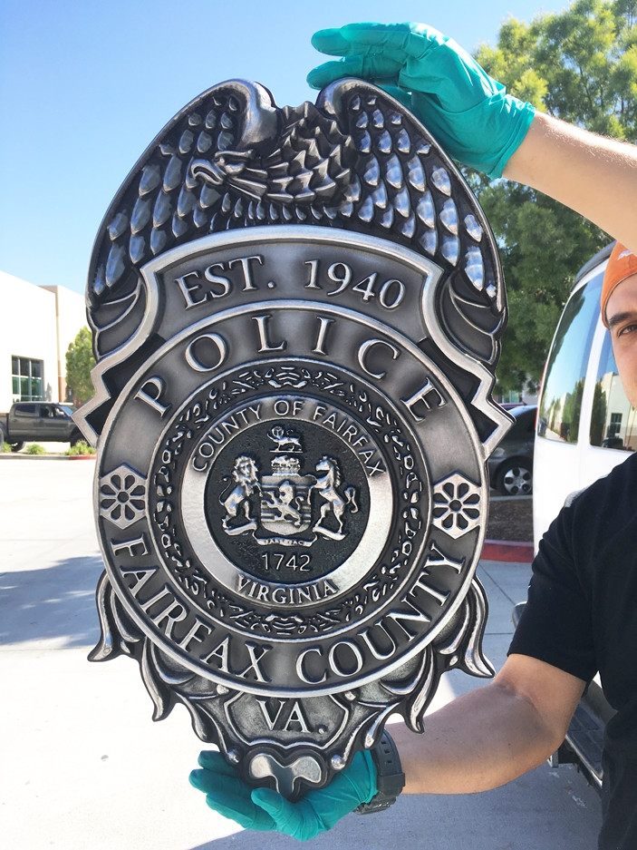 MD4190 - Police Badge, Fairfax County, Virginia, Aluminum 3-D Hand-rubbed