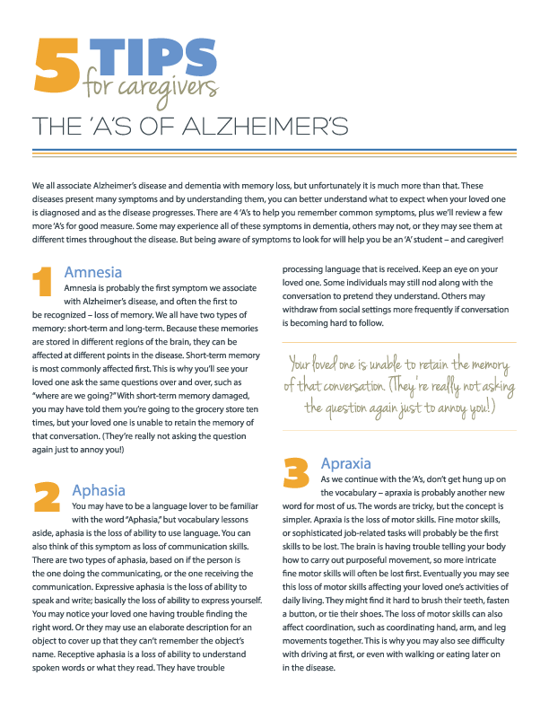 5 Tips for the 'A's of Alzheimer's