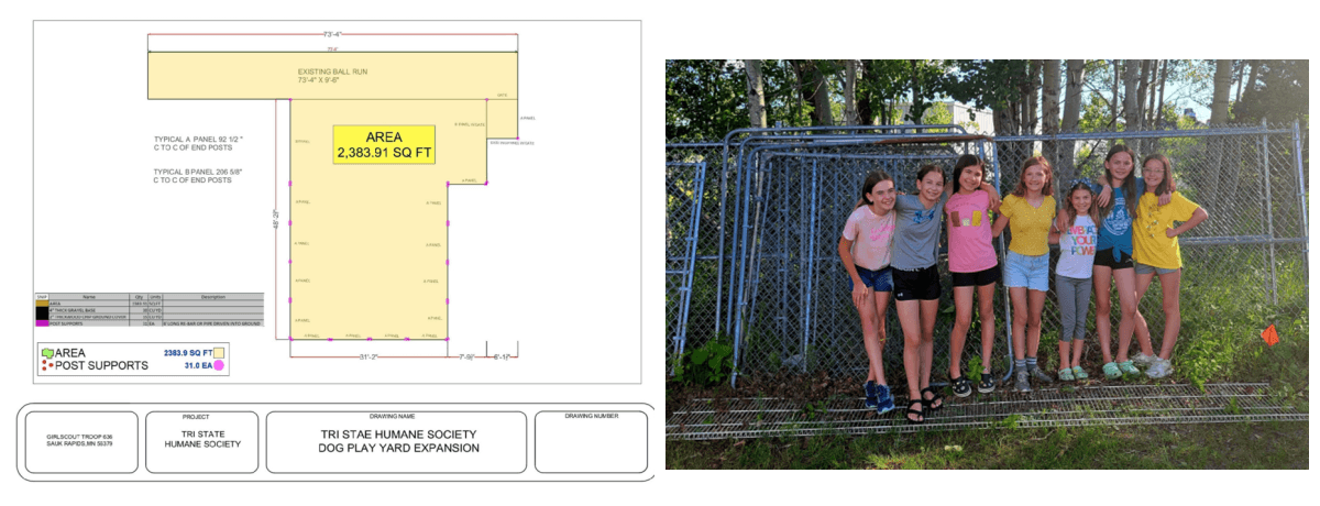 Girl Scouts Work to Build Doggie Play Yard For TCHS